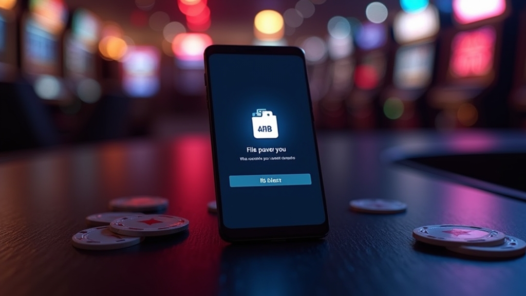 Telefon z ekranem instalacji pliku APK w klimacie kasyna